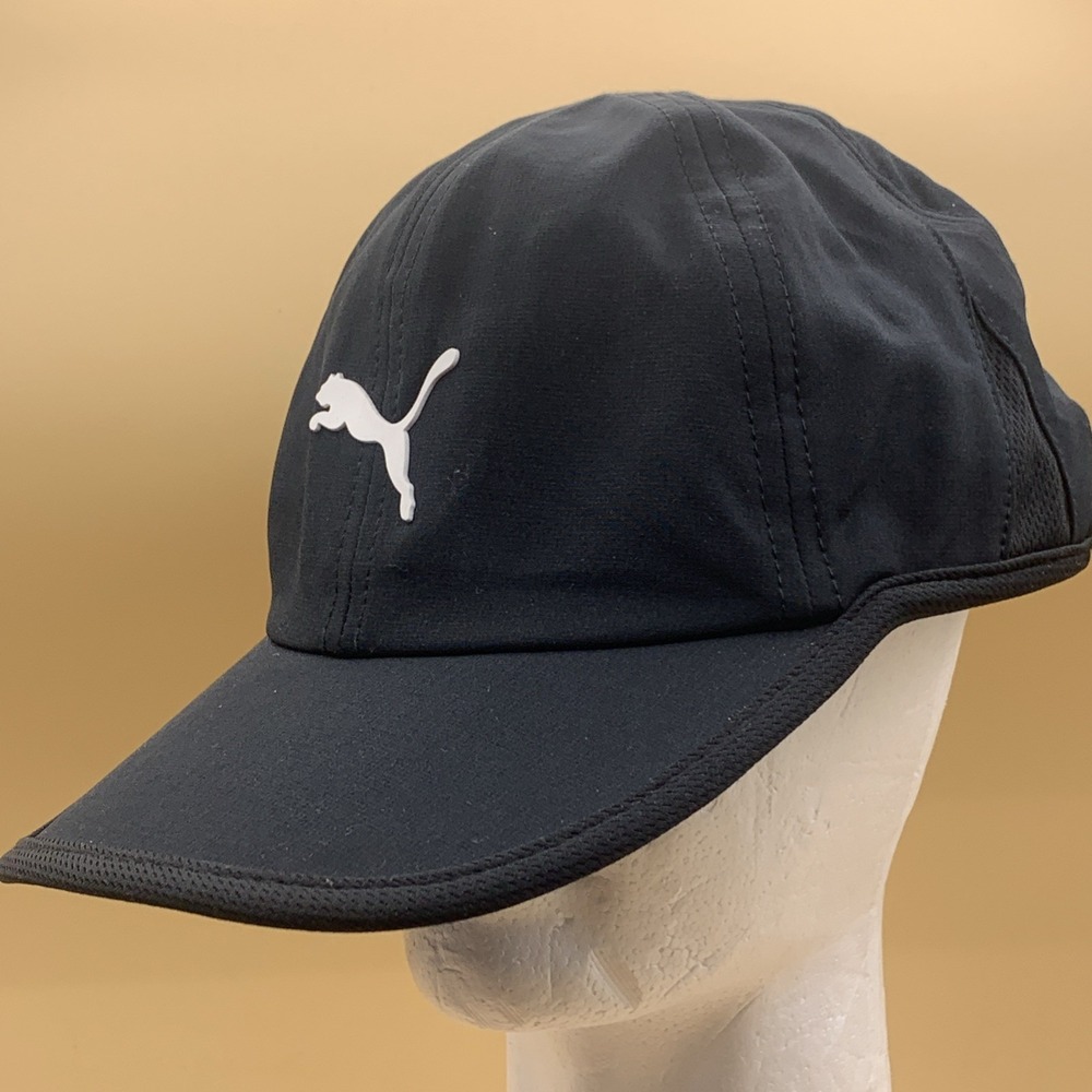 Puma Black Adjustable Hat OSFA Logo Strapback Athletic Golf Running Cap